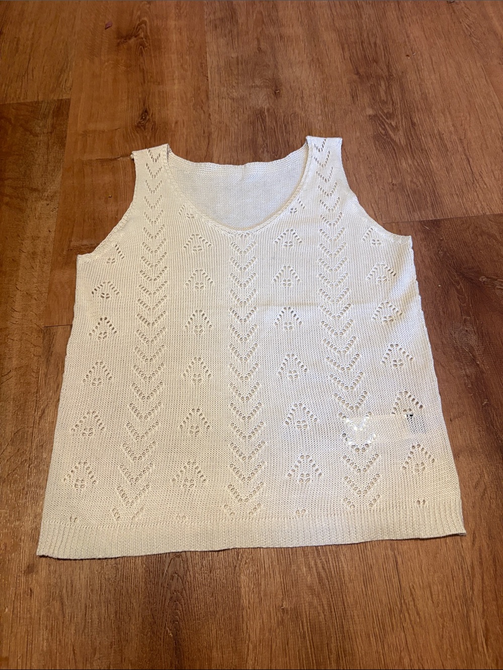Cream Open-Knit Sweater Tank